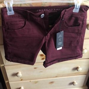 Maroon midi American Eagle shorts